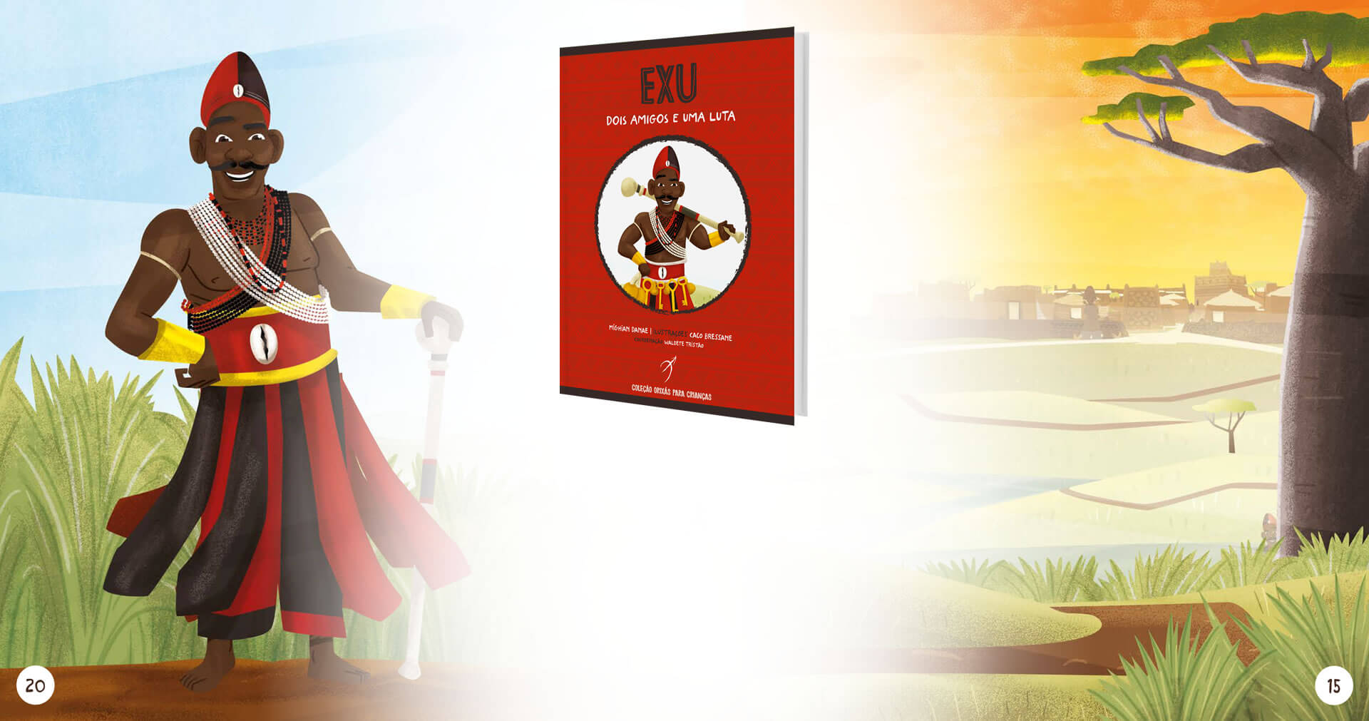 A Magia das Folhas | In the second volume - Eshu, two friends and a fight -, children will learn one of the most famous myths of Eshu, African God of communication.